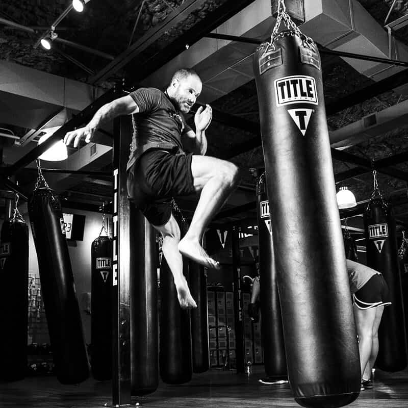 Mixed Martial Arts Lessons for Adults in Chicago IL - Flying Knee Black and White MMA